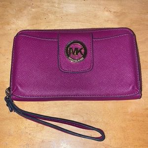 purple michael kors wallet